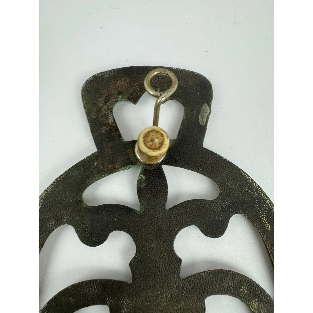 Vintage Bell Shaped Cast Metal Christmas Trivet Heart Scroll Work Wall Hanging